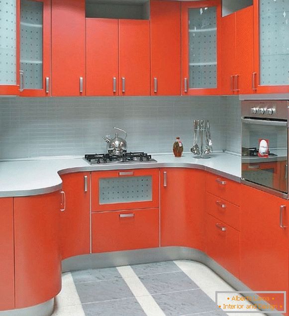 Red gray kitchen photo 41