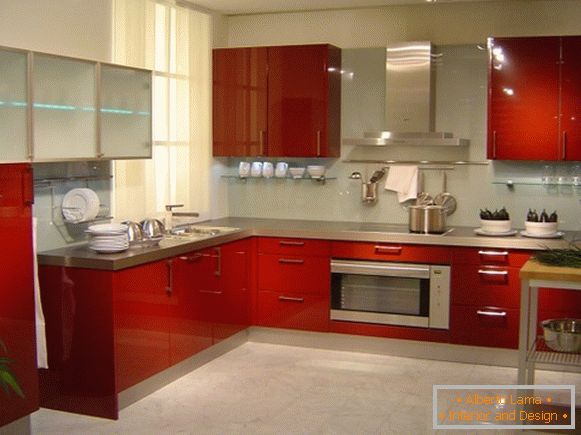 Red beige kitchen photo 42