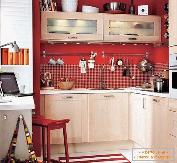 Red beige kitchen photo 44