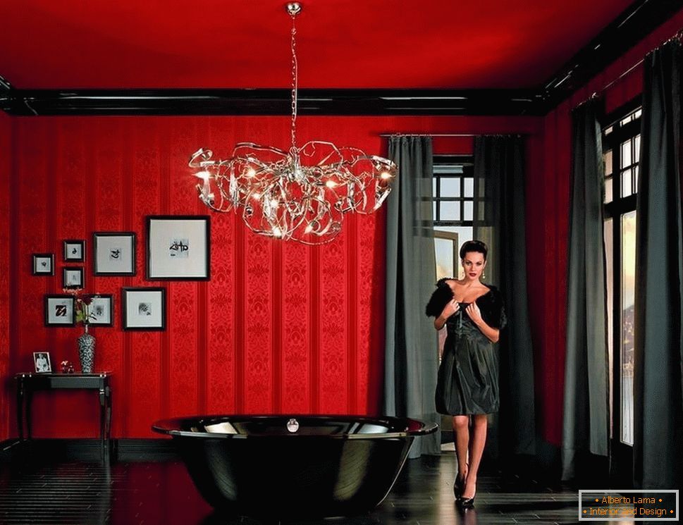 Black bath in the red room