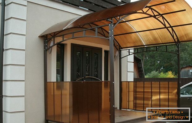 simple porch made of polycarbonate in a private house