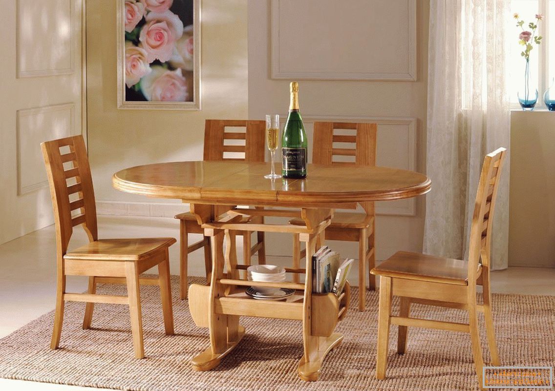 Wooden furniture in the dining room
