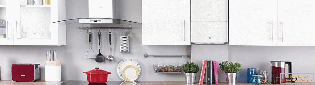 Kitchen with gas boiler