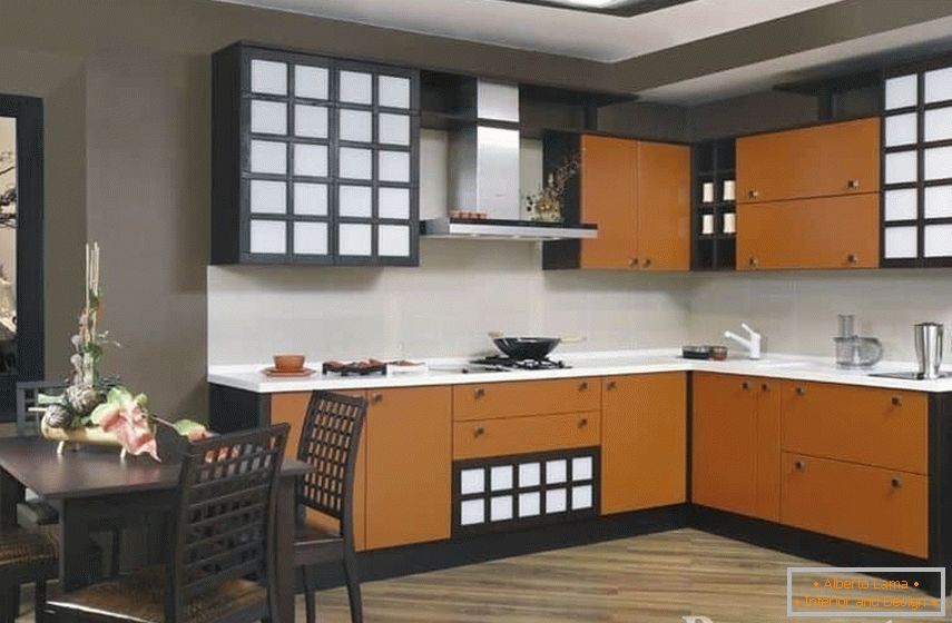 Kitchen wenge in combination with orange