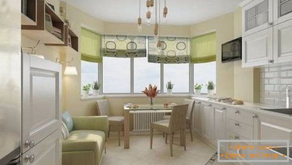 kitchen living room with bay window design, photo 7