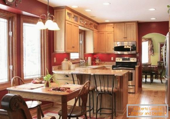 Kitchen decoration in country style - photo with dining area