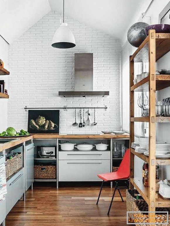 Small kitchen in loft style - interior photo