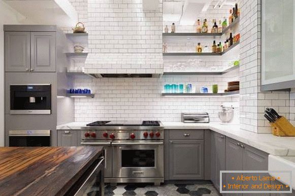 Design tiles in the style of loft for the kitchen - photo in the interior