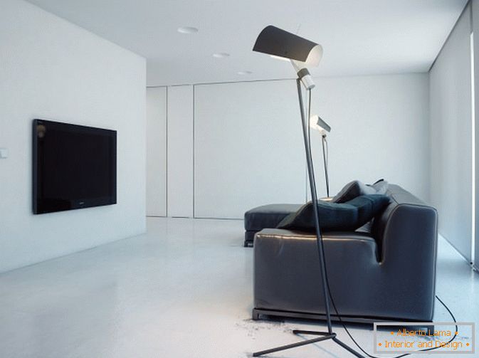 Living room studio apartment in white color