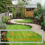 Plants and lawn grass in landscape design