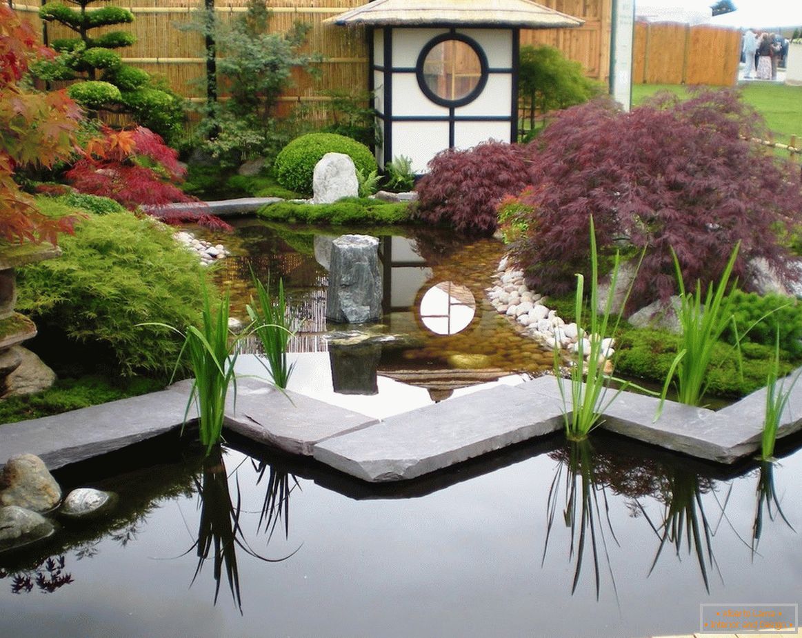 Artificial pond near the house