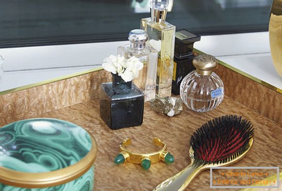Perfume and accessories on the shelf