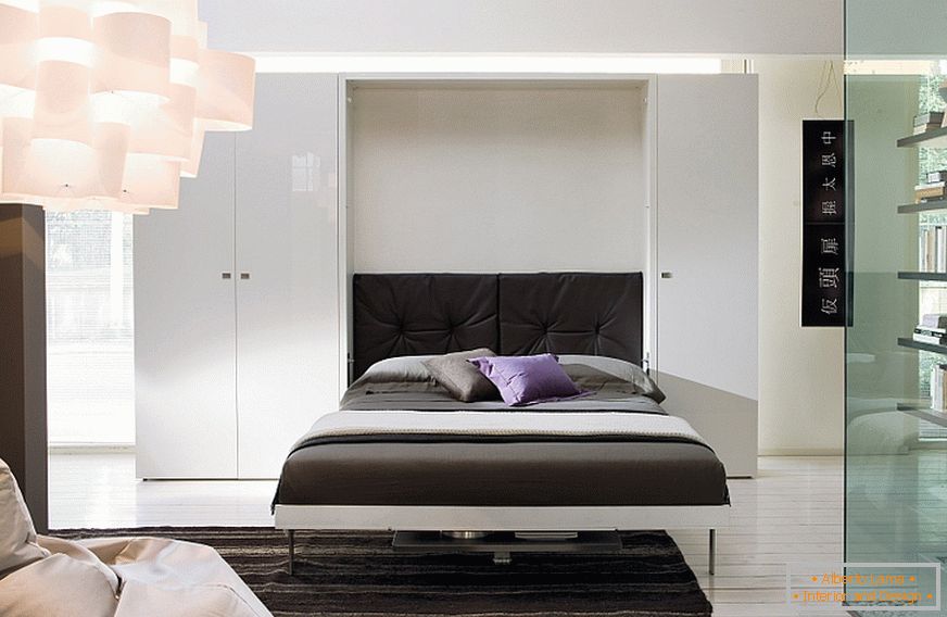Built-in bed in unfolded form