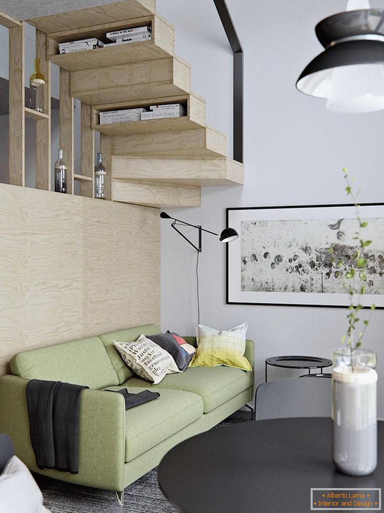 Small two-level apartment in bright colors