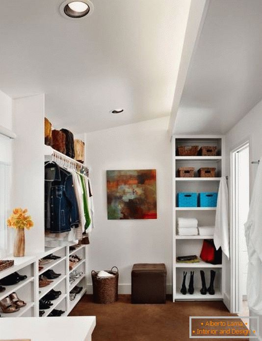 Spacious wardrobe room from the pantry