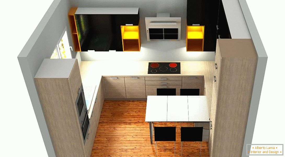 The layout of a small kitchen