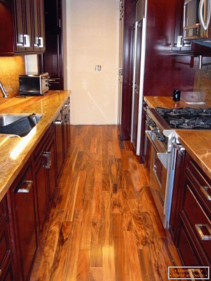 Wooden floor in the kitchen