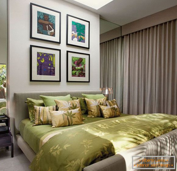 Olive colors in the design of the bedroom
