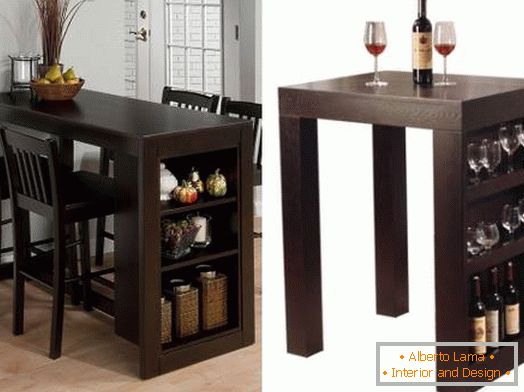Bar counter in the form of a table with a bar