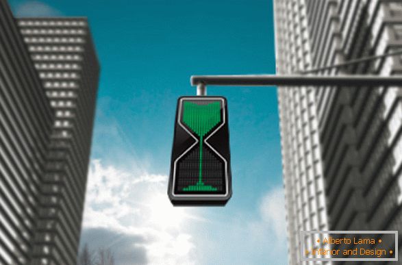Traffic light with an hourglass image