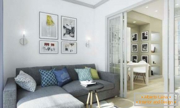 Small apartment studio - interior design photo of living room area