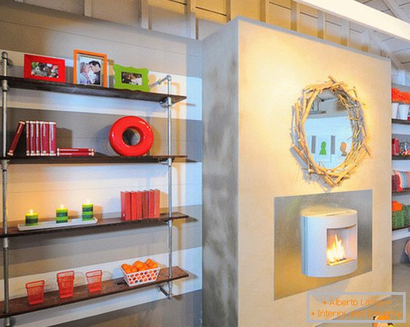 Book shelving in the living room