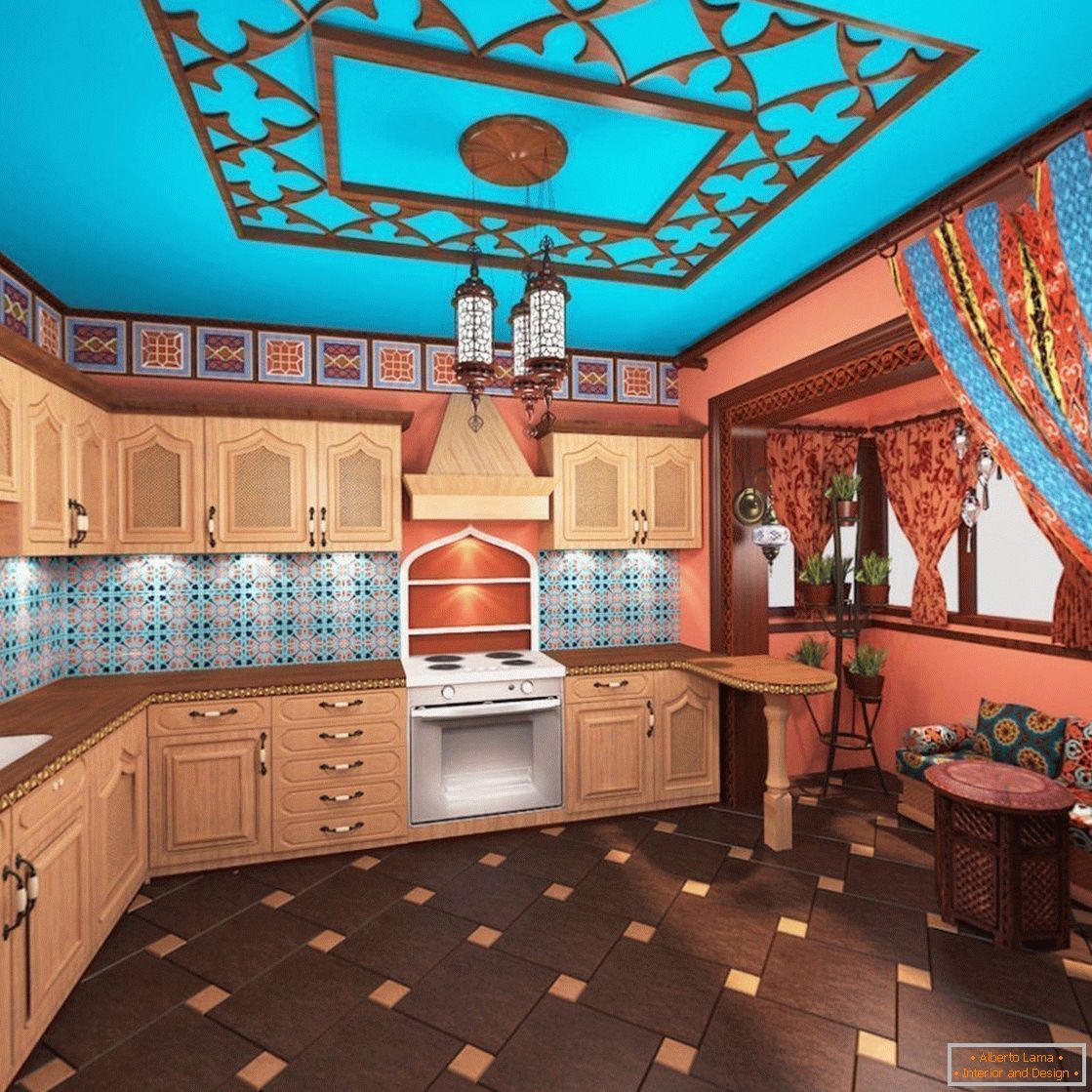 Kitchen with a bright Moroccan style