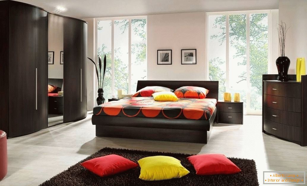 Beautiful bedroom in dark colors