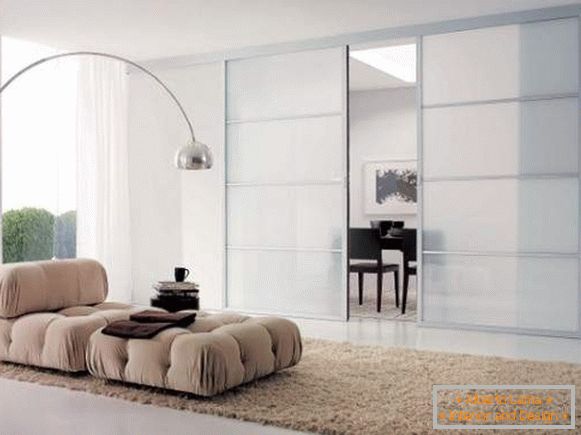 Sliding glass interior doors of frosted glass