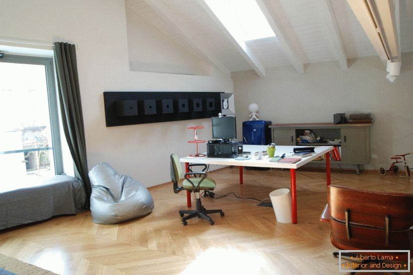 The study of a new studio apartment in Italy
