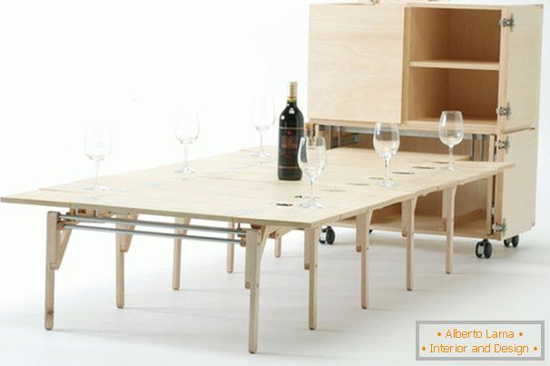 Folding table for several persons