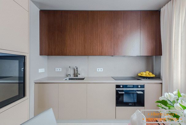 Interior of the kitchen with the effect of optical illusion