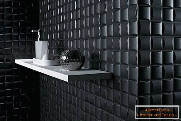 Fashionable wallpaper for walls with black tiles