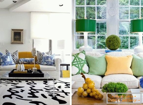 Fashionable fabrics with modern patterns in the interior