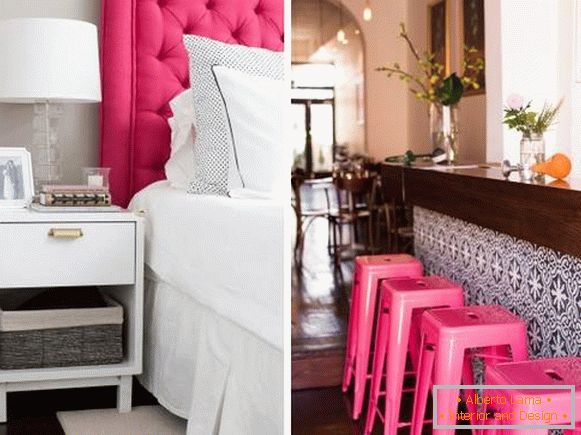 Fashionable pink color in the interior - photo
