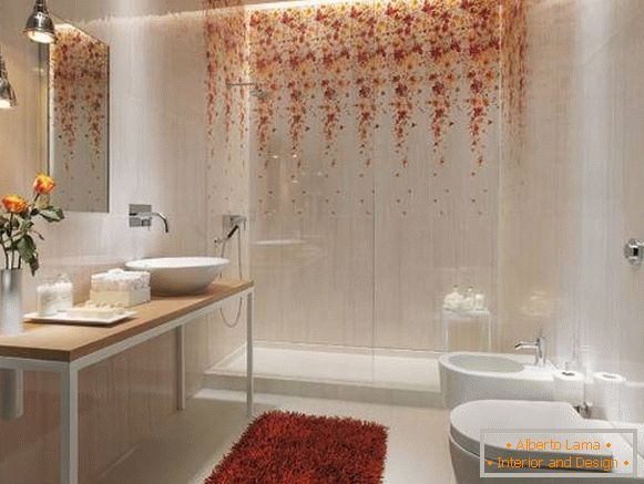 Bathroom tile with flower patterns