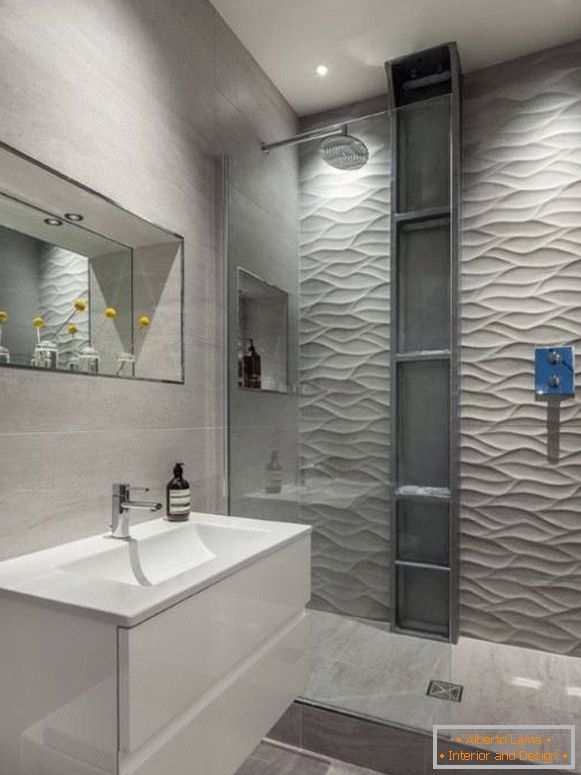 Gray wall color in bathroom design