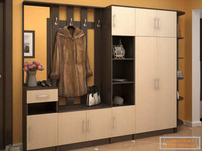 A spacious modular wall for the hallway allows you to functionally organize space. The attractive appearance of the furniture will decorate the interior in any style.