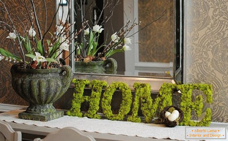 Decorative letters from moss