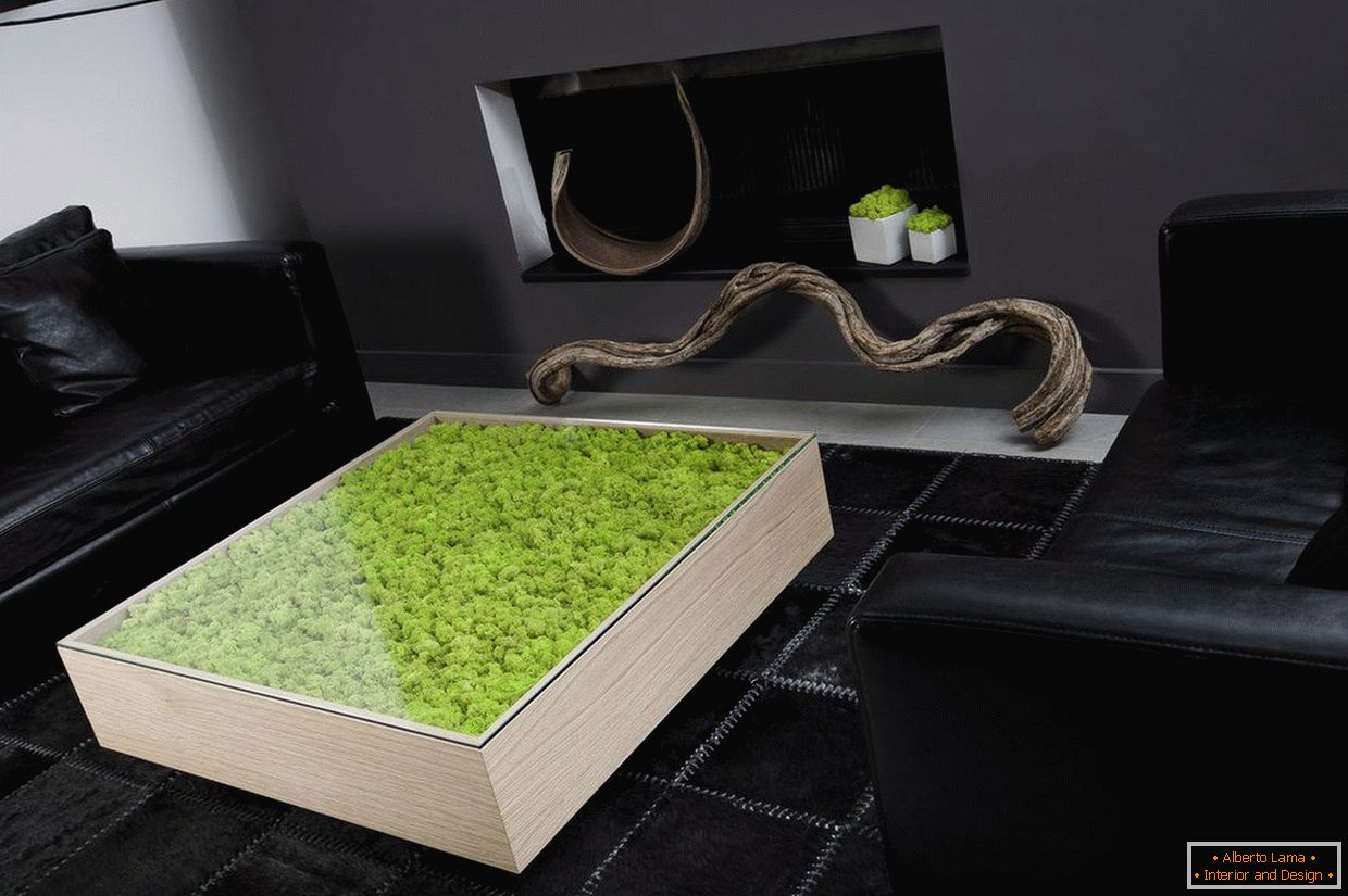 Furniture with moss elements