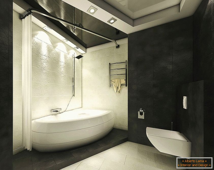 Monochrome bathroom interior