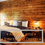 Wooden wall in the bedroom