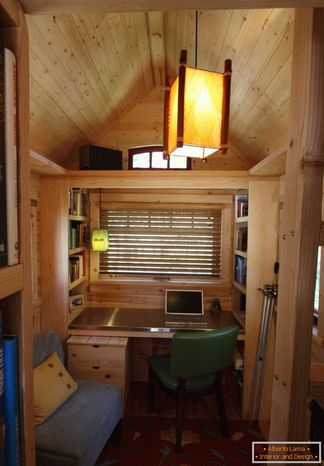 Tiny house with wood trim