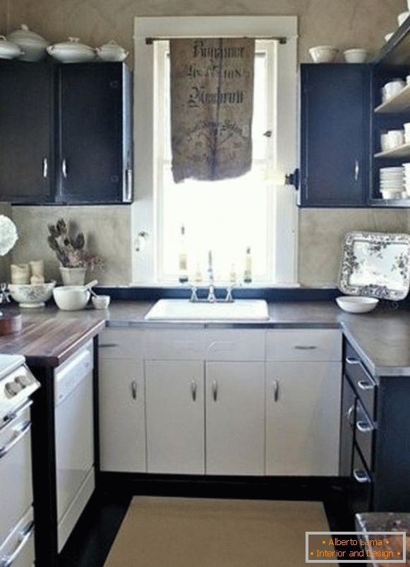 Dishes on kitchen cabinets
