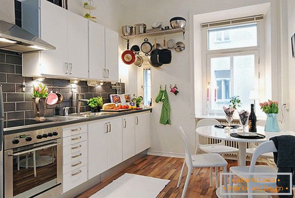 Kitchen of a small apartment in Sweden