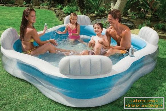 Adult and children's inflatable pool - photo in summer