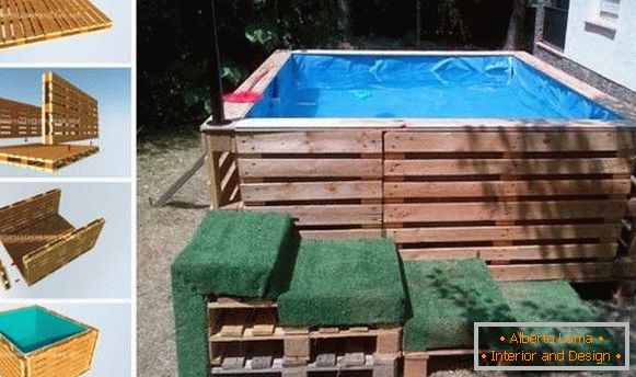 Photo of pools in the yard - a makeshift pool of pallets