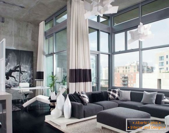 Living room in gray tones