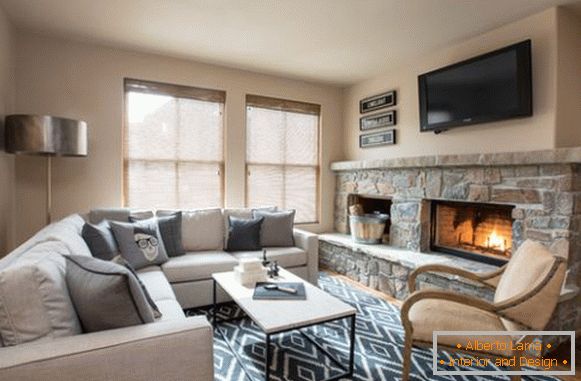 Small cozy living room with fireplace