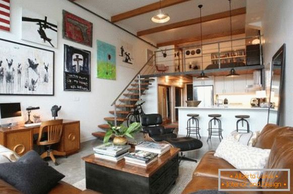 Interior of the living room in natural tones